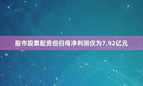 股市股票配资但归母净利润仅为7.92亿元
